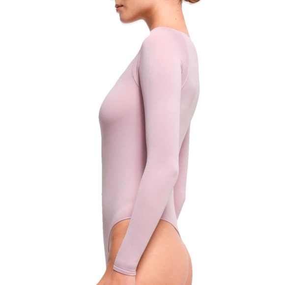 SKIMS Fits Everybody Long Sleeve Scoop Neck Thong Bodysuit Mauve Pink S/M - Picture 4 of 7